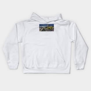 Corfe Castle, Dorset, UK, Over the Village Rooftops Kids Hoodie